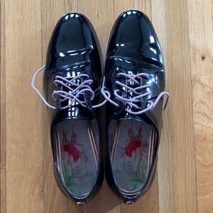 Ted Baker black patent oxfords